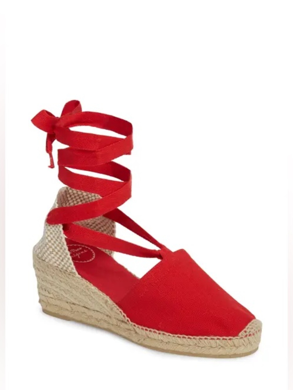 Toni Pons Valencia wraparound Red Espadrille Wedge Tie-Up Sandals size 8 or 8.5